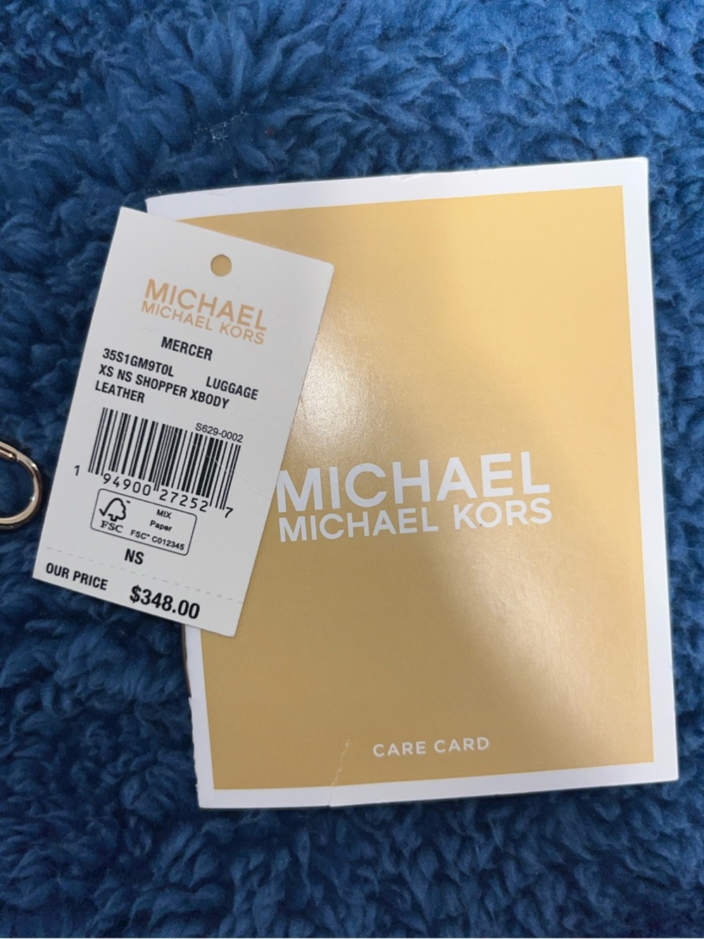 Michael Kors Brown Pebbled Leather Mini Tote with Gold MK Charm